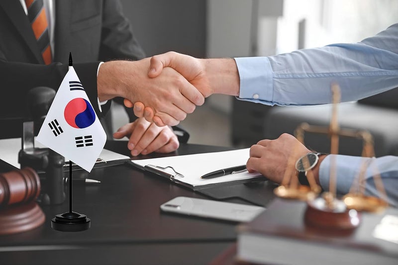 tibijoy South Korea Korean Deluxe Desk Flag Set Small Mini Miniature South Korea Korean Table Desktop Flags With Solid Pole, Black Base and Spear Top(2 Pack) - Image 5